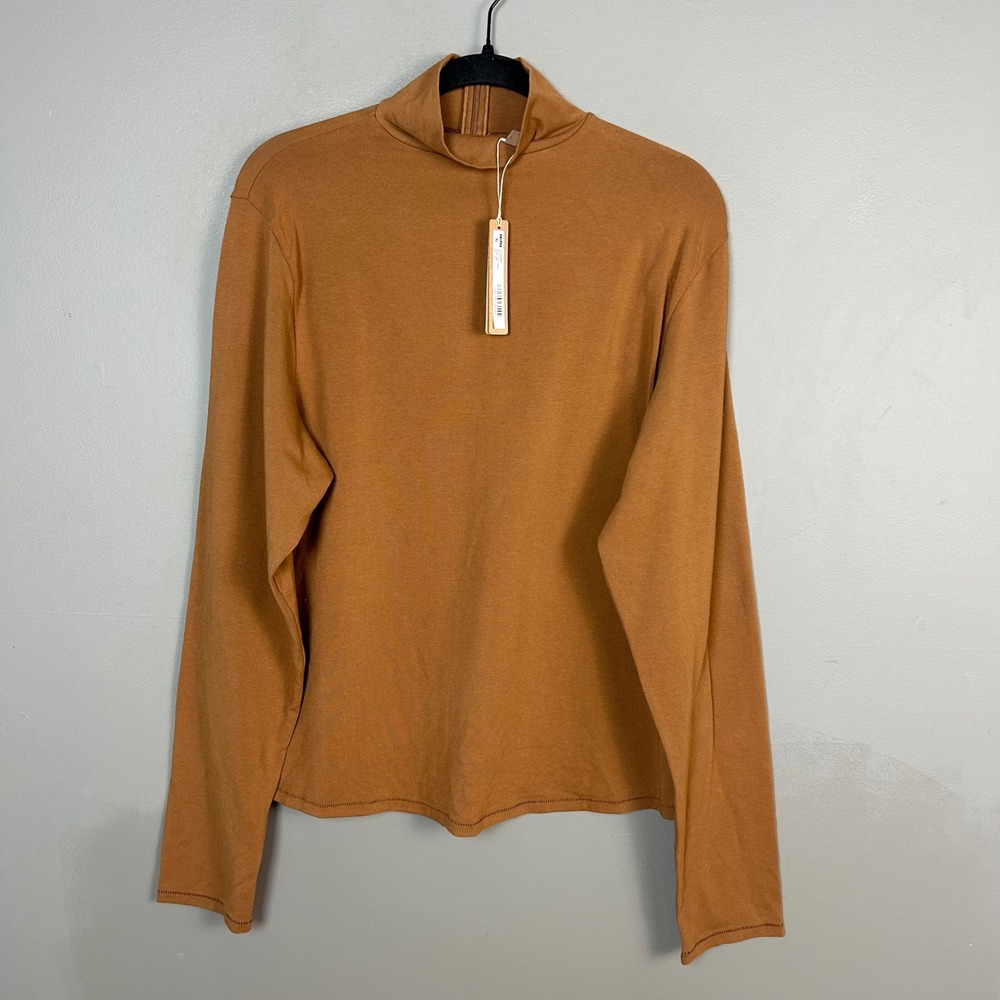 Skims Cotton Jersey Turtleneck Size 4X Chai Brown LS-LST-10033W NWT